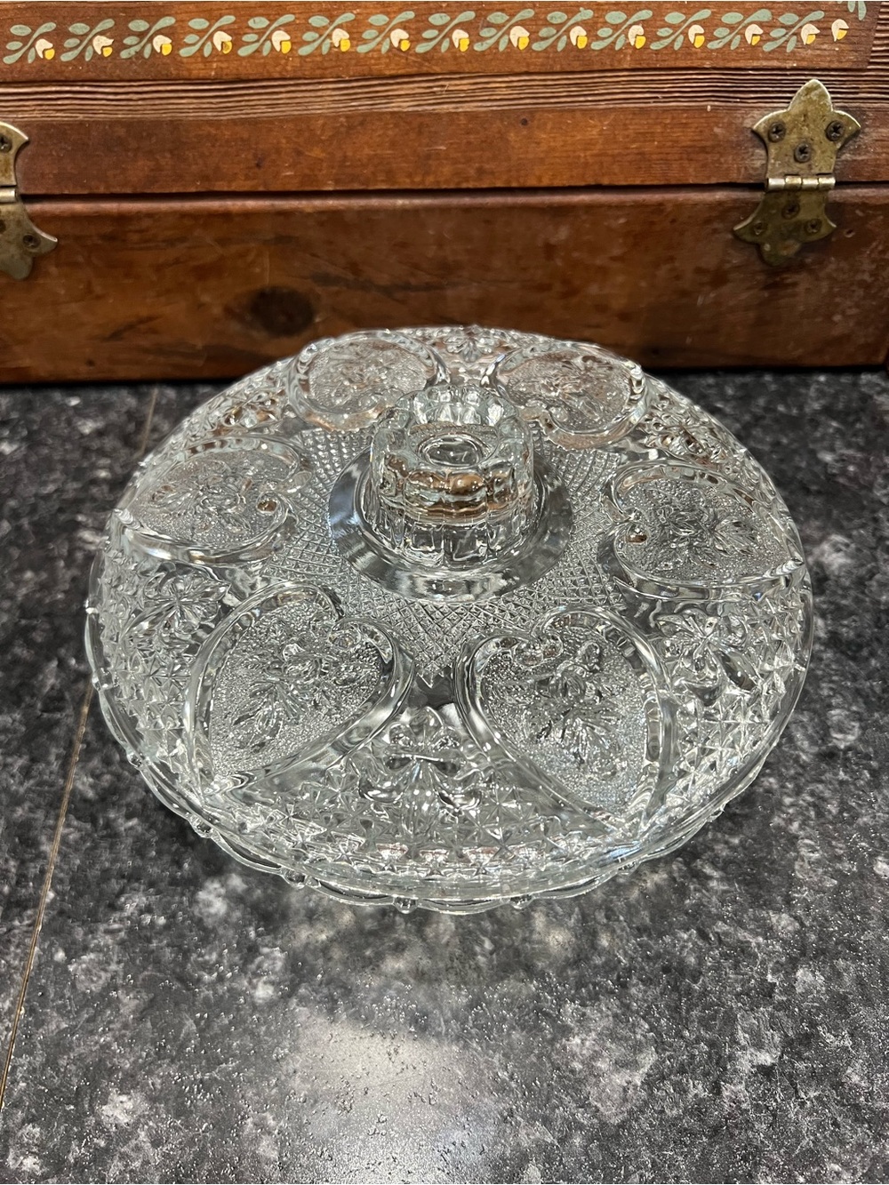 VTG KIG Malaysia Clear Pressed Glass Candy Dish